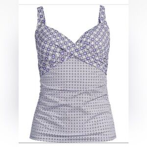 Lands' End Women's V-Neck Wrap Underwire Surplice Tankini Swimsuit Top UPF 50